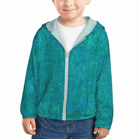 

Zeuib Blue Green Glitter Print Girls & Boys Sun Protection Hoodie with UPF 50+ Children’s Quick-Dry Jacket Perfect for Outdoor Activities-2 Years