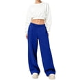 thumbnail image 6 of Resicozy Sweatpants Women Casual Wide Leg Baggy Lounge Pants High Waisted Drawstring with Pockets Oversized Soft Track Joggers Royal Blue L, 6 of 6