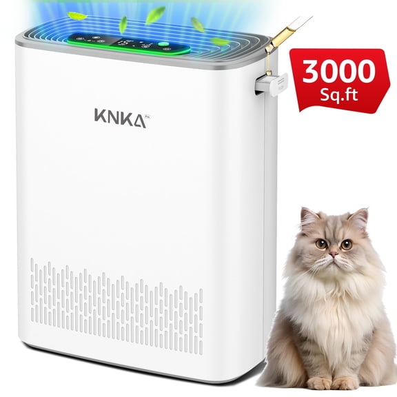 KNKA Pro HEPA Air Purifiers for Home Large Room up to 3000 Sq.ft – Allergy & Pet Hair Relief, Air Quality Monitor, Auto/Turbo Mode, Essential Oil Diffuser, Ultra-Quiet