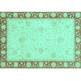 thumbnail image 1 of Ahgly Company Indoor Rectangle Oriental Turquoise Blue Modern Area Rugs, 7' x 9', 1 of 4