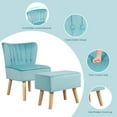 thumbnail image 4 of Topbuy Velvet Armless chair & Ottoman Set Leisure Sofa Chair with Footstool Green, 4 of 8