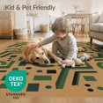 thumbnail image 4 of ODIKA 2'x3' Olive Green Modern Geometric Grain Sack Washable Doormat Contemporary Abstract Angular With Interlocking Shapes And Scattered Dots Non-Slip, Low Pile for Entryway, Kitchen, Laundry Room, 4 of 7