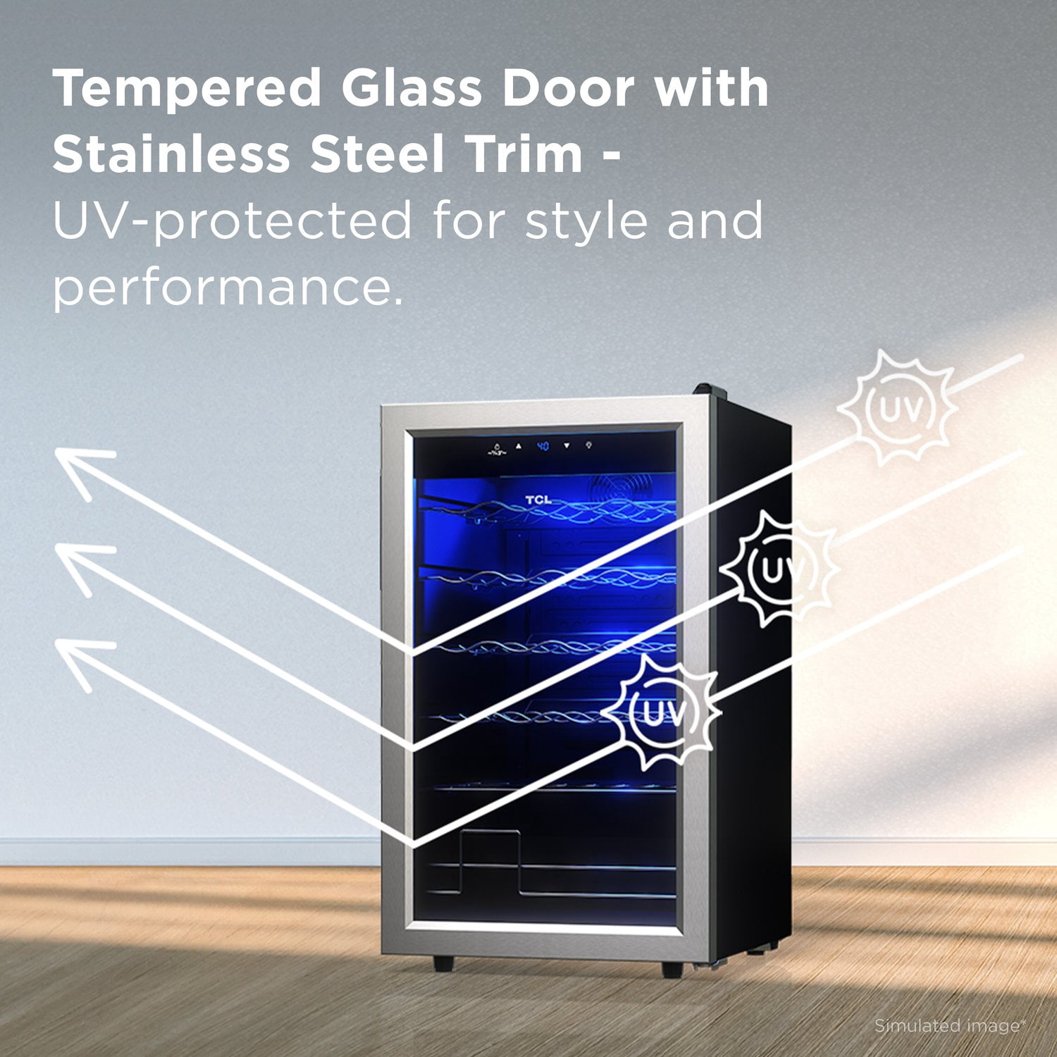 TCL Stainless Steel Single Door 24 Bottle Wine Cooler for Kitchen, Bedroom & Office, 2.4 Cu. Ft.