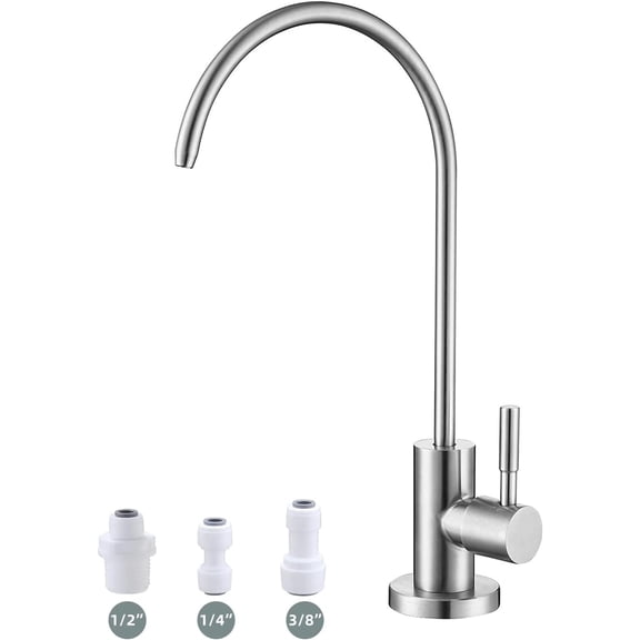 Drinking Water Faucet, Brushed Nickel 3-Hole Deck Mount Purified Water Dispenser for Under Sink RO & Water Filter Systems, Easy Installation