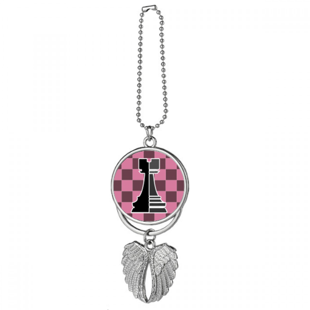 Checkerboard Rook Black Word Chess Silver Wing Car Pendant Decoration