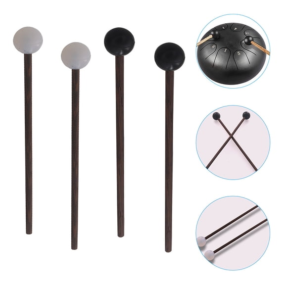 OUNONA 2 Pairs of Handpan Drum Mallets Rubber Round Head Drum Accessories for Music Practice