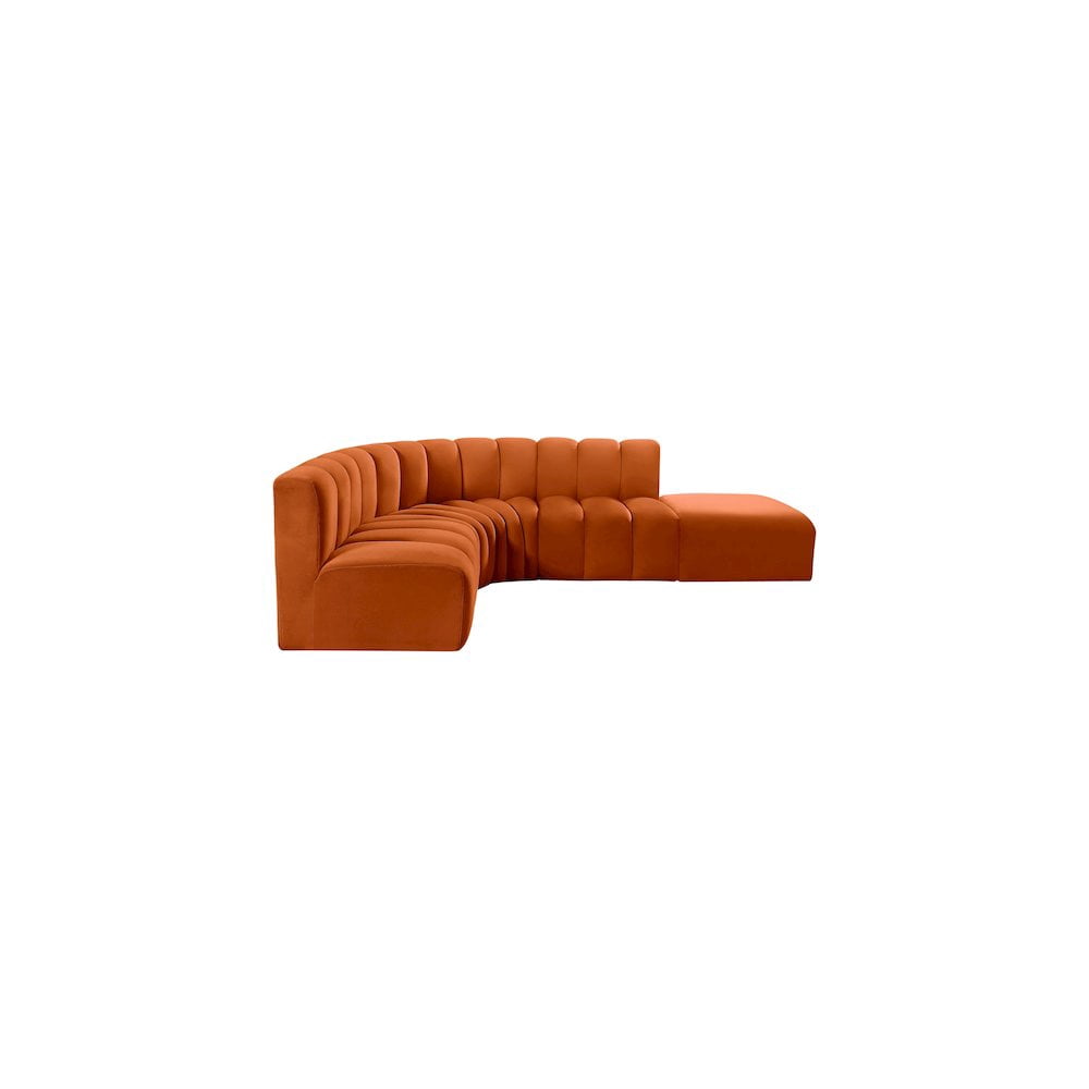 Meridian Furniture Arc Cognac Velvet Modular Sectional