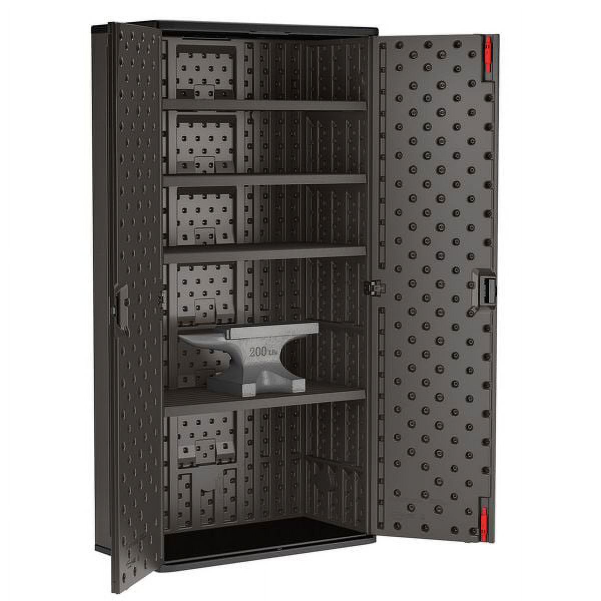 Suncast 80-inch x 40-inch 4-Shelf Storage Cabinet Locker, Black, Resin, Garage Cabinet - image 3 of 3