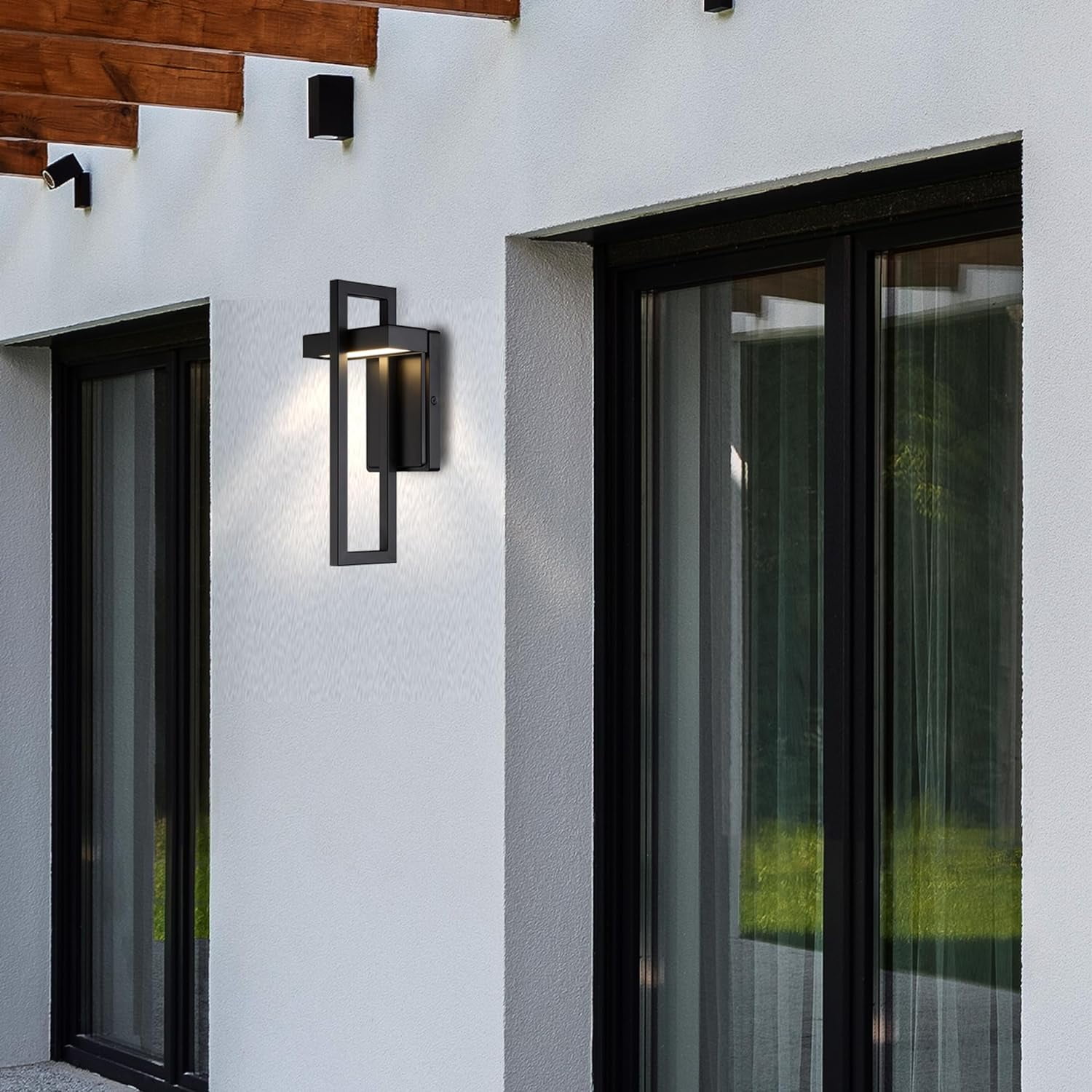 13.2"H LED Outdoor Wall Light Sconce, 2700K Soft Warm White, Bright 400 Lumens, Matte Black