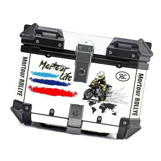 Motorcycle 45L Motorcycle Rear Trunk Aluminum Alloy Luggage Case Quick Release Motorbike Tail Storage Box Waterproof & Shock Absorption with 2 Keys