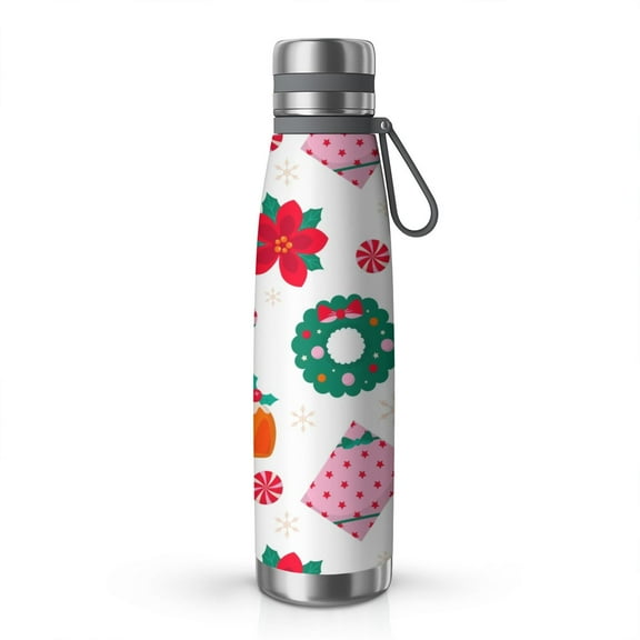 Christmas 29oz Stainless Steel Insulated Thermos with Tea Filter, 360° Printed Travel Bottle, Leakproof BPA-Free Flask with Anti-Slip Base, 304 Inner & 201 Outer, Vacuum Cup