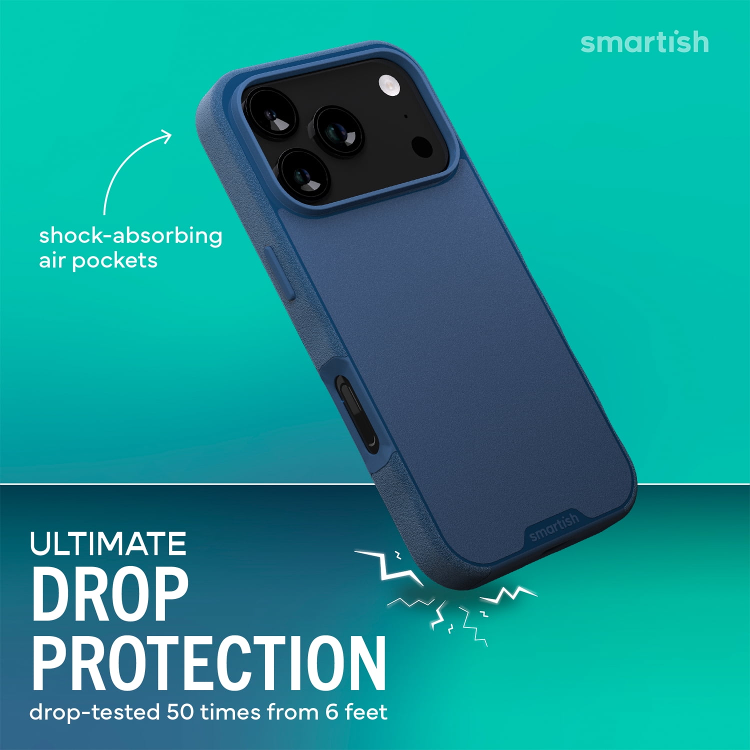 Smartish® iPhone 17 Pro MagSafe Case - Gripmunk Magnetic Slim Case [Lightweight + Protective] Thin Grip Cover with Microfiber Lining for Apple iPhone 17 Pro - Blues on The Green