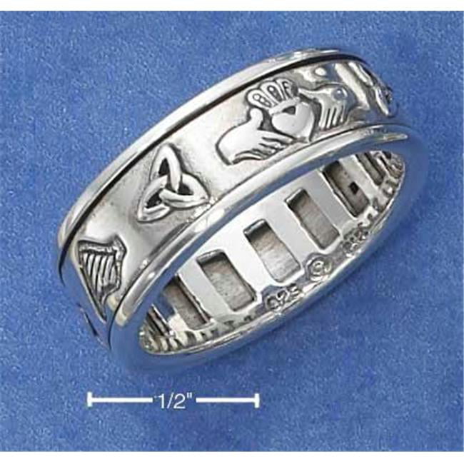 Sterling Silver Worry Ring with Irish Symbols Spinning Band 