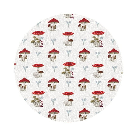 

Matuu Different Mushrooms for Cup Coasters Set of 6 Leather Coasters Desk Coasters for Office Measures 4” x 4” Round Shape