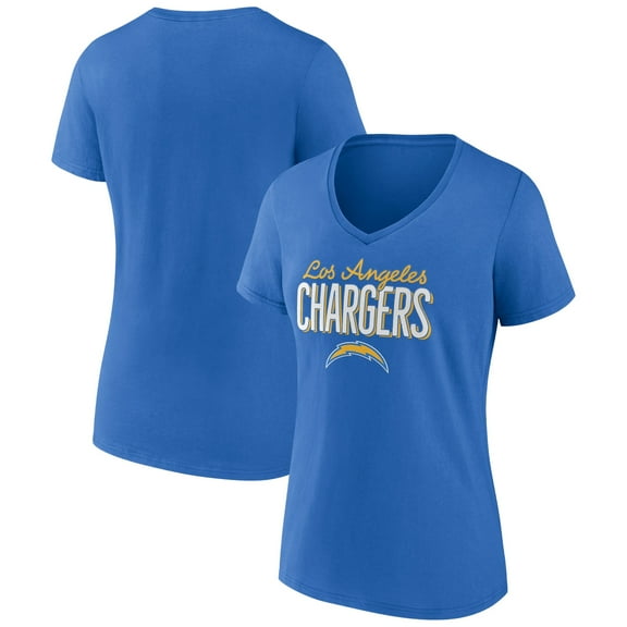 Women's Powder Blue Los Angeles Chargers Nostalgia V-Neck T-Shirt