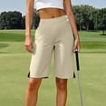 thumbnail image 2 of QATAINLAV Women 2025 Dressy Casual Bermuda Shorts Stretch High Waisted Golf Shorts Summer Side Slit Short Yoga Pants with Pockets Beige M, 2 of 10