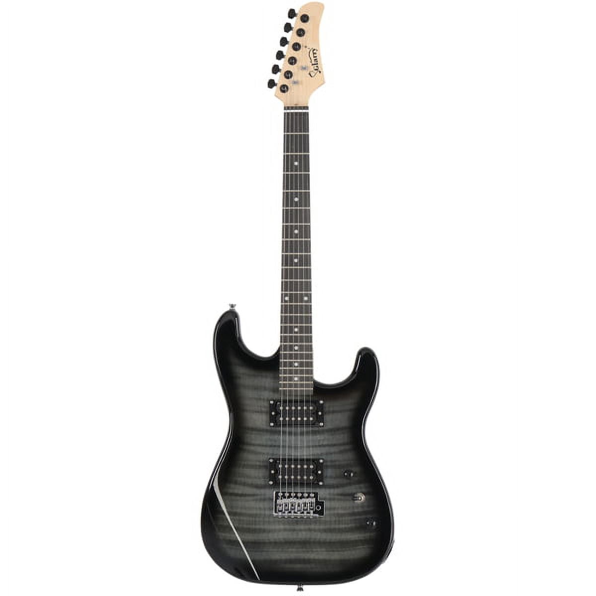 Stylish H-H Pickup Tiger Stripe Guitar Kit with 20W AMP Bag Guitar Strap Black