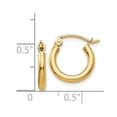 thumbnail image 4 of Real 14kt Yellow Gold Polished 2mm Tube Hoop EarRings; for Adults and Teens, 4 of 4