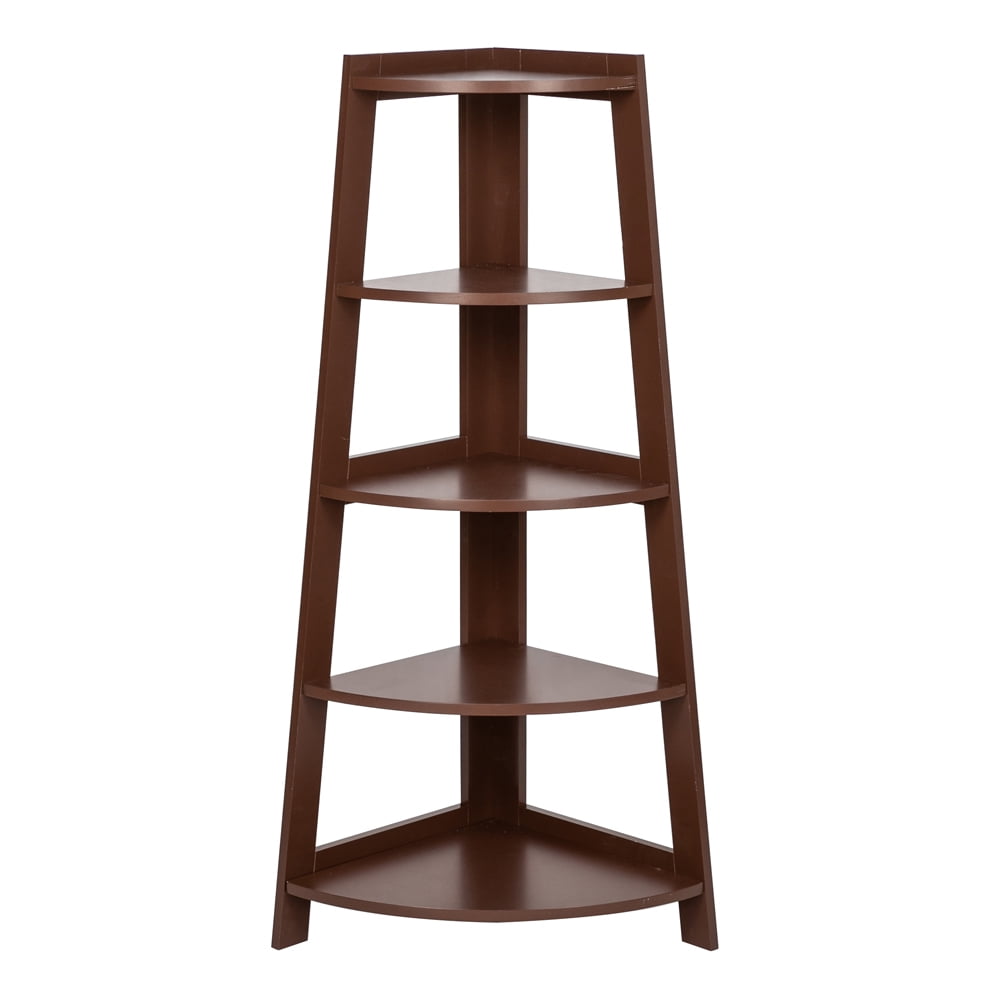 5 Tier Corner Shelf Stand Wood Display Storage Rack Home Furniture