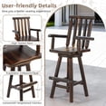 thumbnail image 5 of EPICOZY Solid Wood Adirondack Swivel Bar Chairs Set of 2, Rustic Outdoor Log Bar Stools with Slat Back, 500 LBS Capacity, 29.8" Patio Counter Height Chair for Porch, Deck, Pub, Cabin, Carbonized, 5 of 7