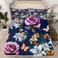 thumbnail image 2 of Manfei Teens Girls Flying Butterflies 4pcs Bed Sheets,Chic Floral Flowers King Sheets,Spring Garden Super Cozy Sheet Set,Ultra Soft Home Decor, 2 of 7