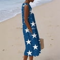 thumbnail image 4 of Summer Dresses for Women Independence Day Cotton Crew Neck Tank Long Dresses Casual Printed Back Zipper Beach Sundress with Pockets, 4 of 9