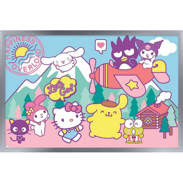Hello Kitty and Friends - Happiness Overload Wall Poster, 14.725" x 22.375" Framed