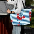 thumbnail image 4 of Wukai Red Funny Crab on Blue Stripe Print Zipper Bag,large Beach Tote Bag,Waterproof Sandproof Bag,Grocery and Picnic Tote Travel Bag, 4 of 5