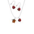thumbnail image 2 of Delight Jewelry Silvertone Turtle with Resin Body Red Lucky Ladybug Necklace and Dangle Earrings Set, 2 of 6