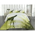 thumbnail image 2 of Ambesonne Wildlife Quilted Coverlet 3 Pcs, National Park Giraffe, King Size, Pale Green Dark Green, 2 of 4