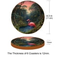 thumbnail image 3 of Flamingo 6PCS Round Coasters Set, Microfiber Leather Drink Coasters 11x11 cm/4.3x4.3 in - Heat Mats for Home and Kitchen Use, 3 of 6