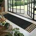 thumbnail image 6 of GRUHUM Jute Runner Rug 2'6"x 8' ft Natural Fibre Black Rectangular Jute Area Rug Leather Handwoven Boho Farmhouse Braided Rustic Vintage Eco Friendly Rug Kitchen Livingroom Bedroom Hallways Enterways, 6 of 10
