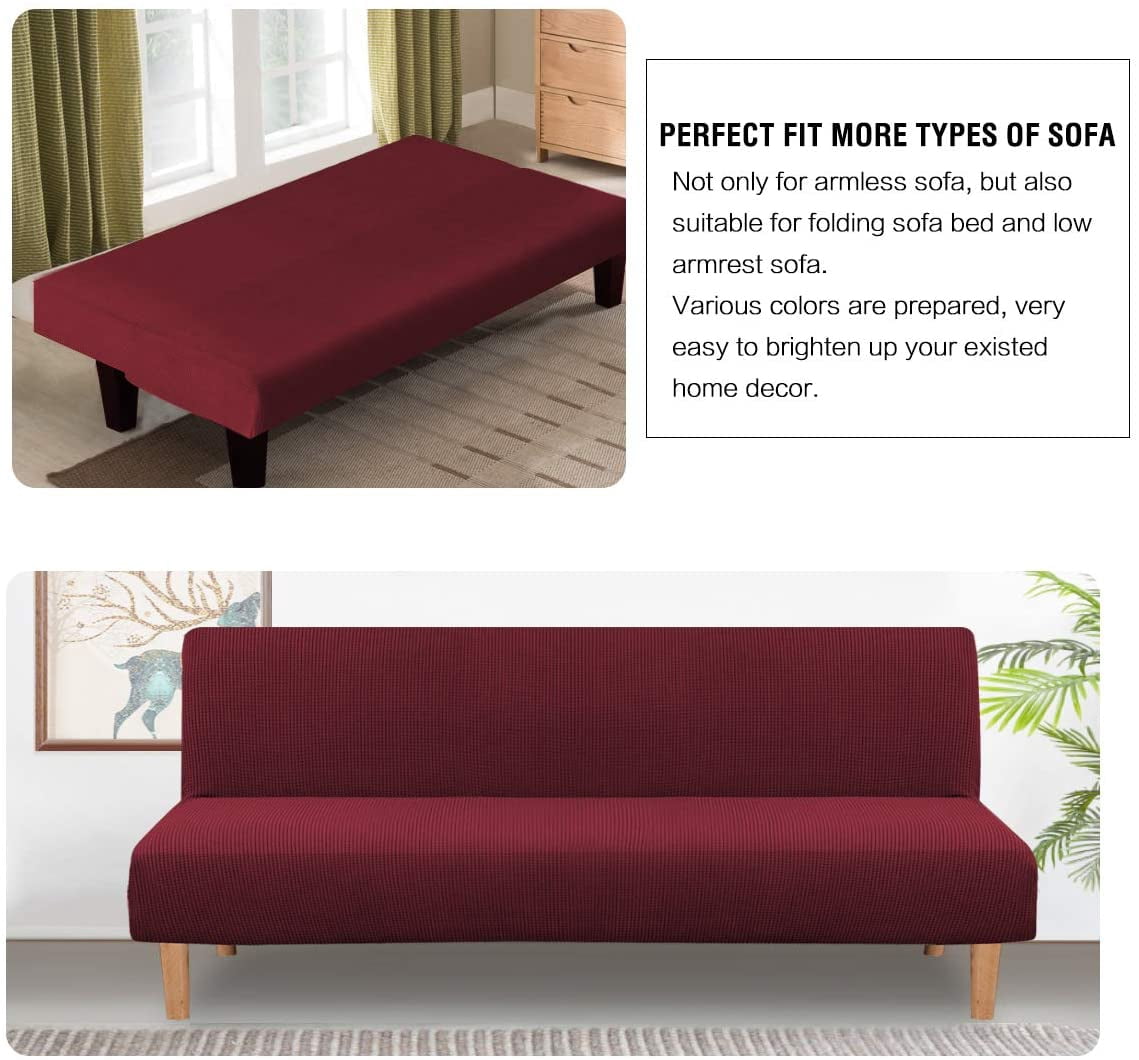 XUELC Armless Stretch Thickened Sofa Bed Cover Protective Cover Stretch Functional Rich Texture High Spandex Small Plaid Jacquard Fabric Duvet Cover