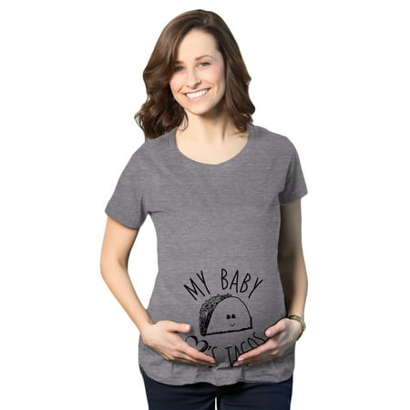 

Maternity My Baby Loves Tacos Funny T shirt Cute Announce Pregnancy Bump Tee