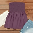 thumbnail image 7 of Prdecexlu Tube Tops for Women Plus Size Strapless Smocked Ruffled Cute Off the Shoulder Tank Tops Sleeveless Holiday Shirts Casual Backless Flare Hem Summer Blouses Dark Purple 2XL, 7 of 7