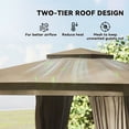thumbnail image 4 of Outsunny 10' x 12' Outdoor Patio Gazebo, Soft Top Canopy Shelter with Curtains and Mesh Net, Double-Tier UPF30+ Polyester Roof and Steel Frame for Garden, Backyard or Hot Tub, Khaki, 4 of 8