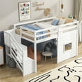 thumbnail image 3 of Twin Size Loft Bed with Storage Staircase and Window,  With LED Light, White, 3 of 25