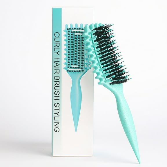 DUAIU Curl Defining Brush,Curly Hair Brush,Vented Hair Brush for Detangling, Shaping and Defining Curls For Women and Men Less Pulling (Green)