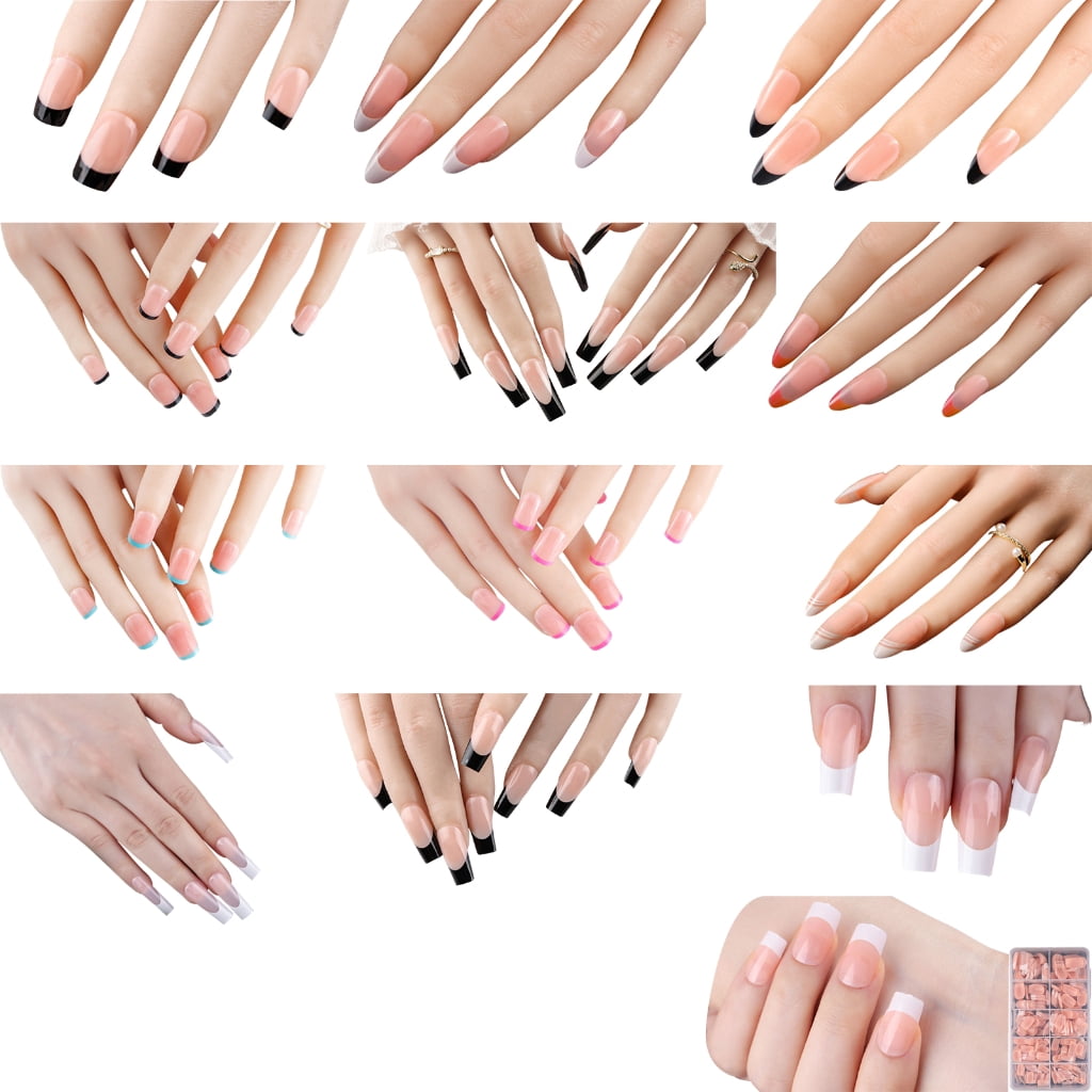 600x Press On Nail Almond False Nails French Tip False Nails Ballerinas Nails