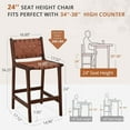 thumbnail image 4 of Dycanpo 24” Bar Stools Set of 2, Faux Leather Woven for Home Kitchen, Dark Brown, 4 of 7