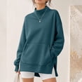 thumbnail image 7 of Dwellite Mock Neck Sweatshirt for Women Fall Turtleneck Long Sleeve Tops Oversized Pullover for Daily Wear,Sports,Going Out Navy M, 7 of 7