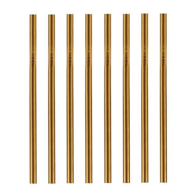 Pajitas de metal, pajitas de acero inoxidable, juego de 8 pajitas reutilizables de arcoíris con cepillo de limpieza para vasos