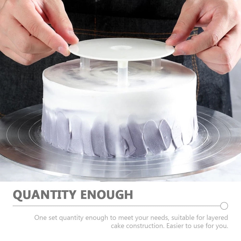 8 Sets Cake Tier Stacking Kit Layered Cake Separator Plates Cake Support Rods Layered Cake Supplies, Size: 10.24 x 8.66 x 2.36, White