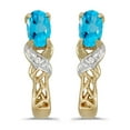 thumbnail image 1 of 14k Yellow Gold Oval Blue Topaz And Diamond Earrings, 1 of 1