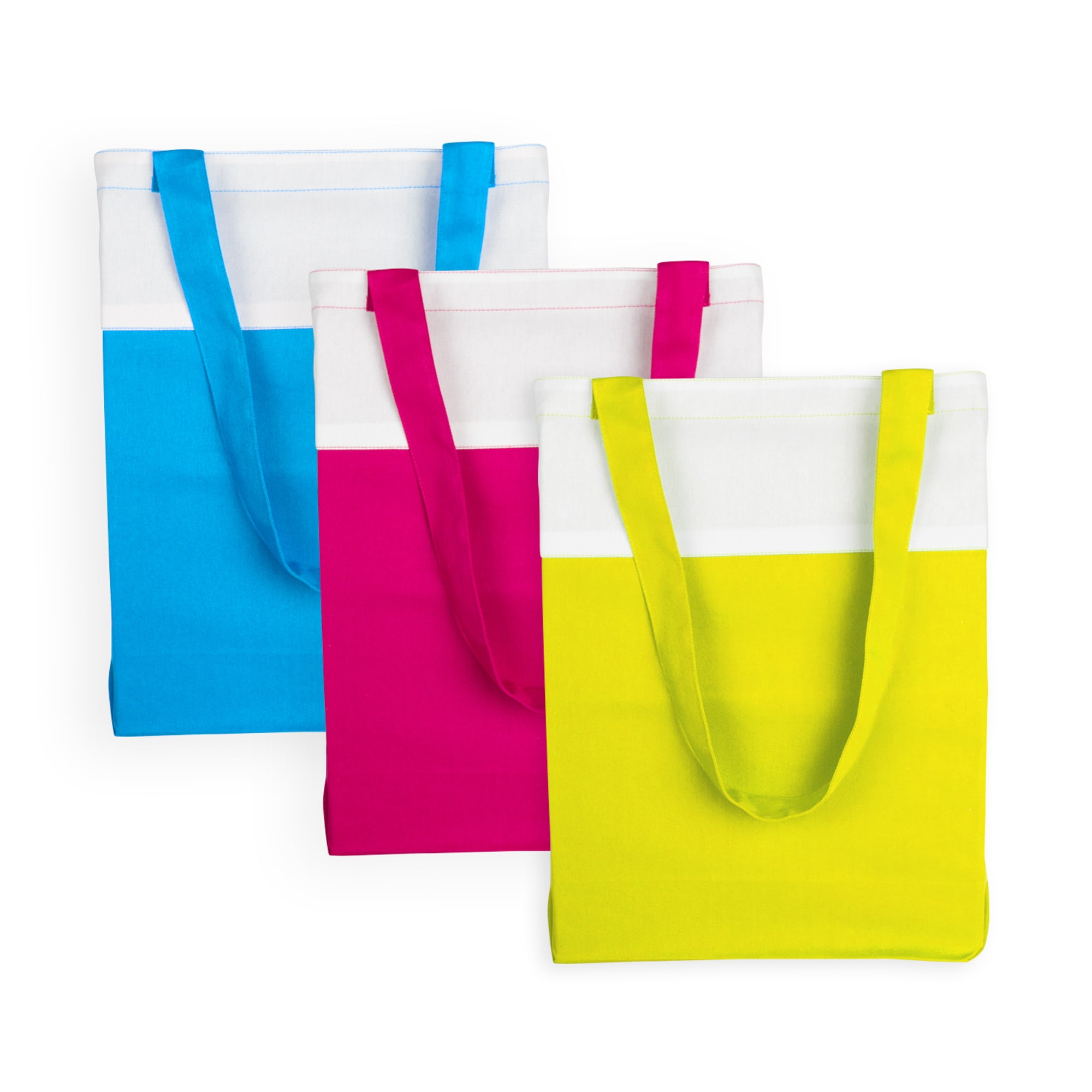 DII Cotton Heavy Duty Canvas Reusable Tote Bag, 15x15.5x4.25" Setof 3