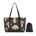thumbnail image 7 of FORMRS Canvas Laptop Tote Bag for Women with 15.6" Computer Compartments Shoulder Handbag, Black Mushroom Pattern, 7 of 7