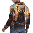 thumbnail image 6 of Kdxio Prairie Meditating Raccoon Print Mens Casual Hooded Collar Drawstring Hoodies Pullover Sweatshirts Casual Long Sleeve Shirts-Medium, 6 of 7