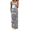 thumbnail image 2 of Blmnix Spaghetti Strap Hiking Pants Glitter Cargo Pants for Women Wide-Leg Long Palazzo Trousers, 2 of 5