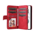 thumbnail image 2 of Multifunctional Case for Samsung S21 Plus,[RFID Blocking] 9 Credit Cards Holder with Wrist Strap, Premium PU Leather Zipper Wallet Purse Magnetic Flip Phone Cover for Samsung Galaxy S21 Plus, Red, 2 of 12