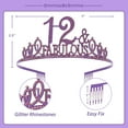 thumbnail image 6 of 12th Birthday Sash and Tiara for Girls - Fabulous Glitter Sash + Fabulous Rhinestone Purple Premium Metal Tiara for Girls, 12th Birthday Gifts for Princess Party, 6 of 13